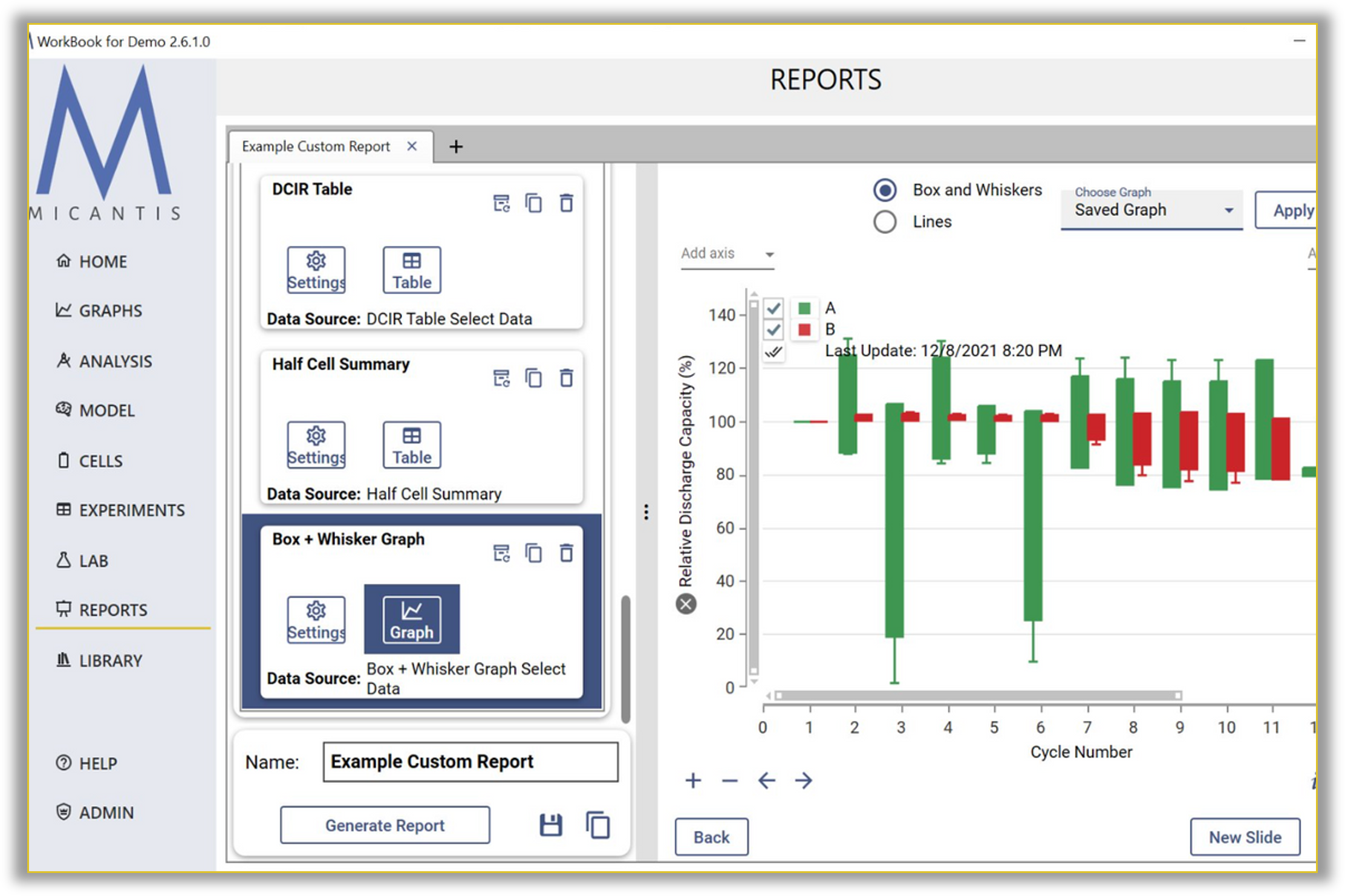 Micantis Report Builder Interface